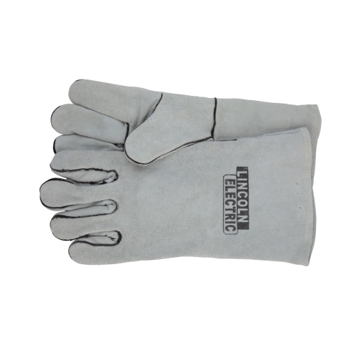 KH641 Welding Gloves, Unisex, 13-1/2 in L, Gauntlet Cuff, Cowhide Palm, Gray, Wing Thumb, Leather Back