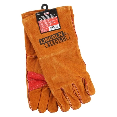 KH642 Welding Gloves, One-Size, 15.1 in L, Turned Cuff, Brown, Wing Thumb, Leather Back