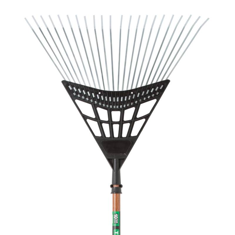 EMP-32-ACE Leaf Rake, Steel Tine, 22-Tine, Wood Handle, 48 in L Handle