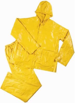 71314 Rain Suit, XL, Vinyl, Yellow, Detachable Collar, Zipper Closure