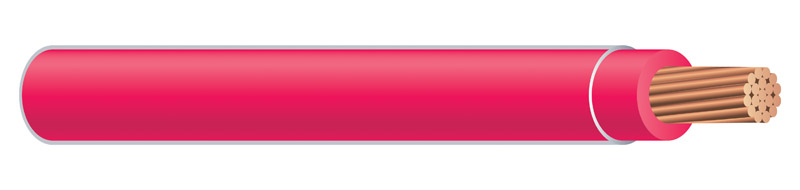 20490912 Building Wire, THHN, 8 AWG Wire, 1 -Conductor, 500 ft L, Stranded Copper Conductor, Red Nylon Sheath