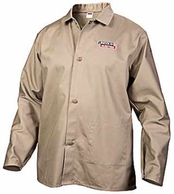 KH841L Welding Shirt, L, 33 in L, Cotton, Khaki