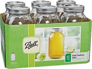68100ZFP Mason Jar, Wide Mouth, 64 oz, Glass, Includes: Metal Lid
