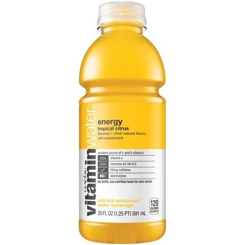 Vitamin Water Beverage, Nutrient Enhanced, Energy, Tropical Citrus Flavored - 20 fl oz