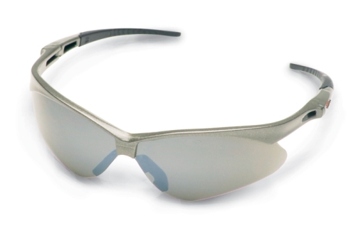 7010 884 0316 Protective Glasses, Mirror Lens, Polycarbonate Lens, Platinum Styled Frame, Black/Silver Frame