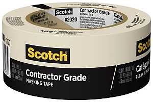 2020-48MP Masking Tape, 60.1 yd L, 1.88 in W, Paper/Polyethylene Film Backing, Beige