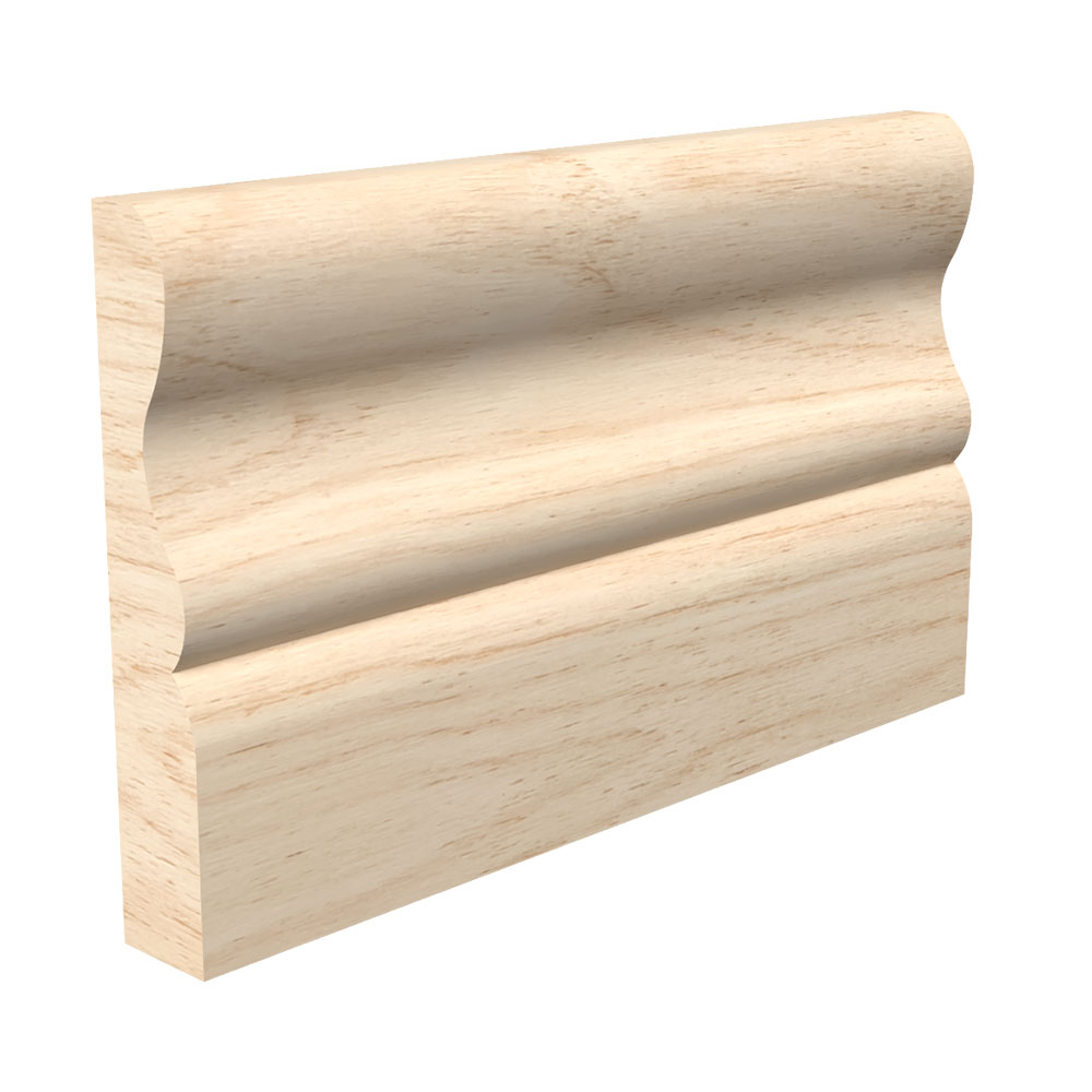 Base Moulding, 3-1/4 in W, 5/8 in Thick, Solid Profile, Pine Wood