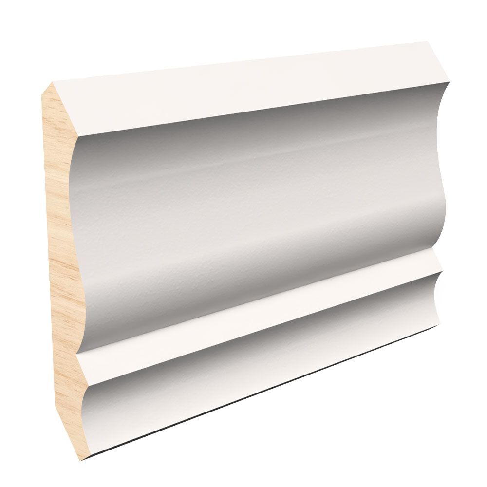 9/16 in Thickness, 3-5/8 in Width, 12 ft Length, Primed Fingerjoint Pine 8009 Crown