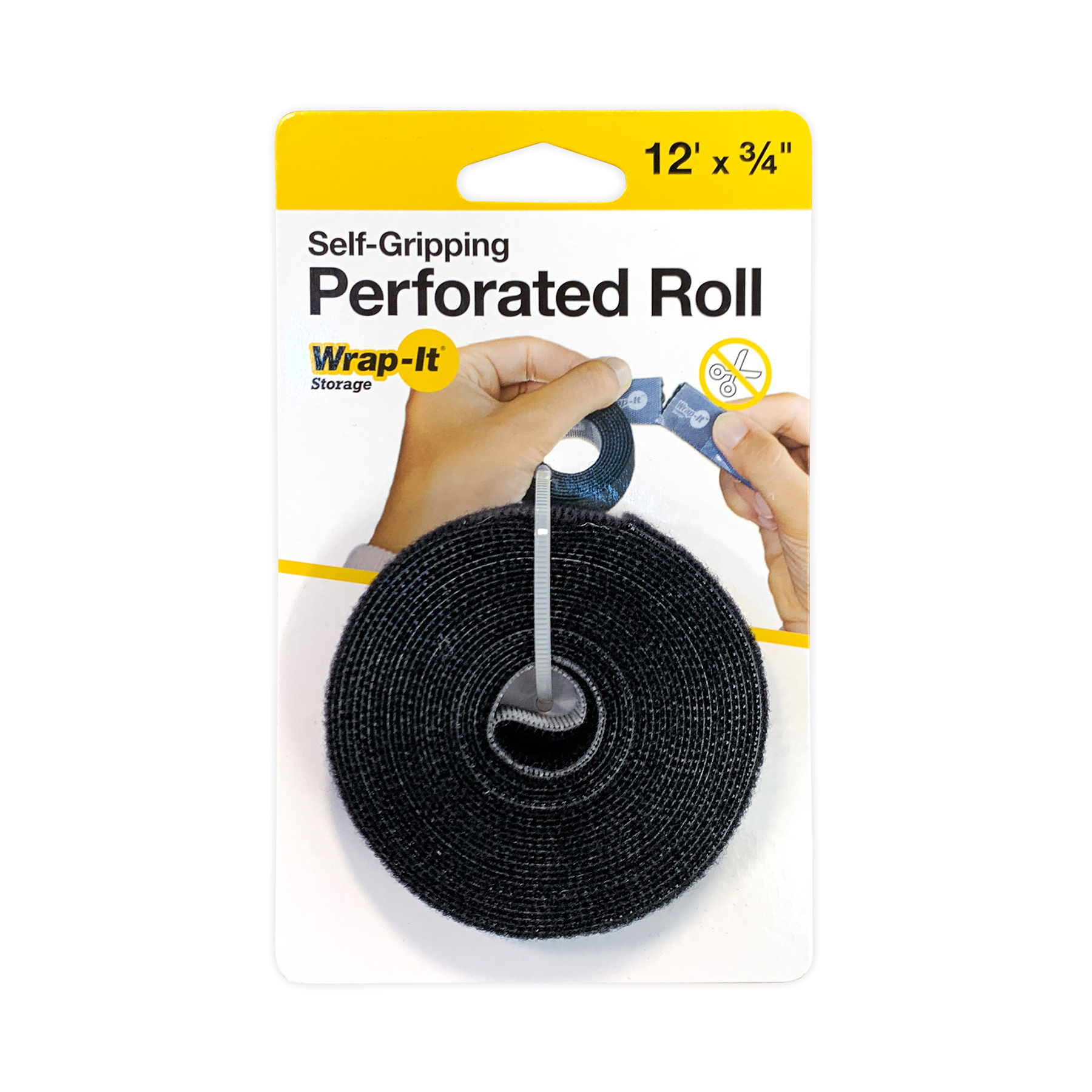400-12X75PBL Self-Gripping Perforated Roll, Nylon, Black