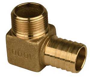HE101NL Yard Hydrant Elbow, 1 in, Barb x MPT, 90 deg Angle, Brass, 120 psi Pressure