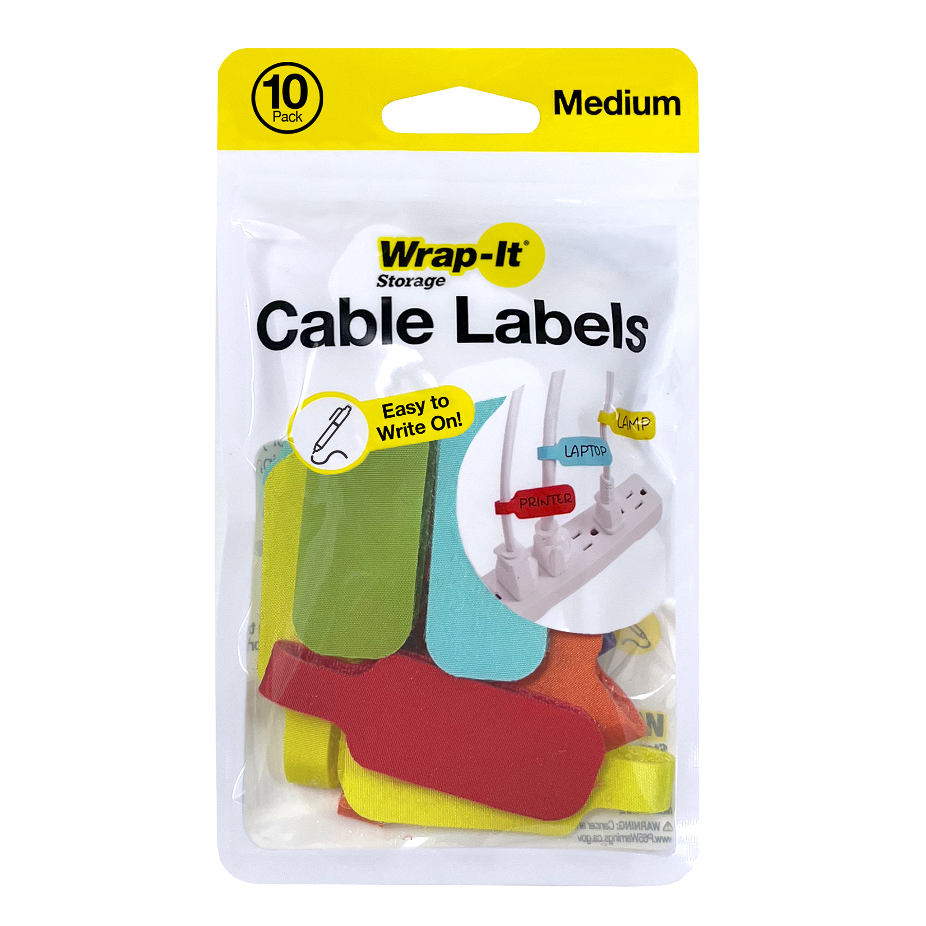 410-CL-MD-MC Medium Cable Label, 2-1/4 in L, 3/4 in W, Polypropylene, Hook and Loop Attachment