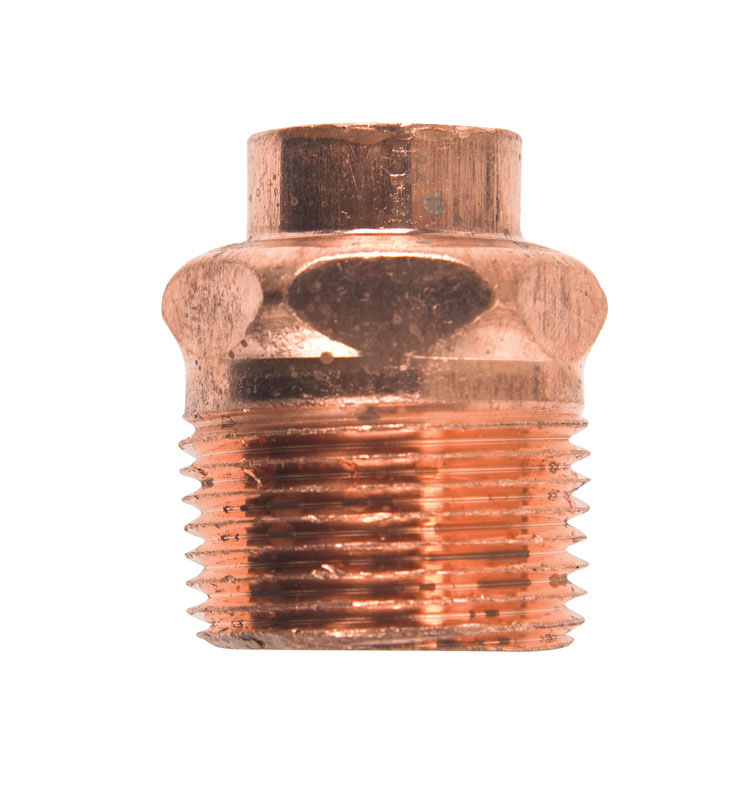 W01220T Pipe Adapter, 1/2 x 3/4 in, Sweat x MPT, Copper