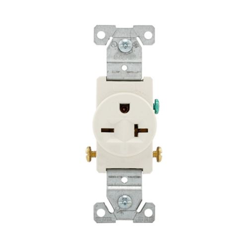 1876LA Single Receptacle, 2 -Pole, 250 V, 20 A, Side Wiring, NEMA: NEMA 6-20R, Light Almond