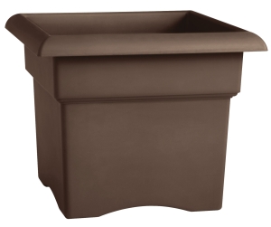 457185-1001 Deck Box Planter, 14-1/4 in H, 18 in W, Round, Veranda Design, Plastic, Charcoal