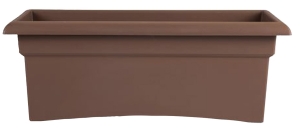 57326-CH Deck Box Planter, 10 in H, 26-1/2 in W, Rectangular, Veranda Design, Plastic, Chocolate
