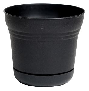 SP1400 Planter, 12-3/4 in H, Round, Plastic, Black