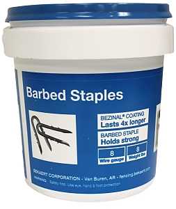 658132 Series Double Barbed Fence Staple, Bezinal, 8 ga, 1-3/4 in, 8 lb Tub
