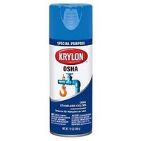 K02416777 Safety Spray Paint, Gloss, Safety Blue, 12 oz, 15 to 18 sq-ft Coverage Area, 15 minute Drying time, Solvent Base, Exterior, Interior Use