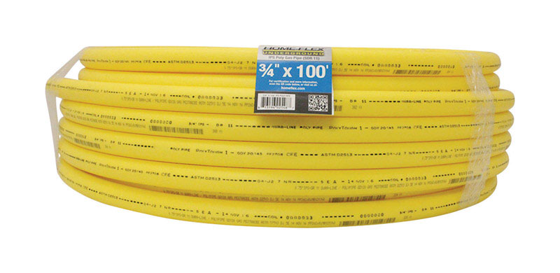 UNDERGROUND Series 19-0711100 Gas Pipe, 3/4 in, 100 ft L, IPS, Polyethylene, Yellow