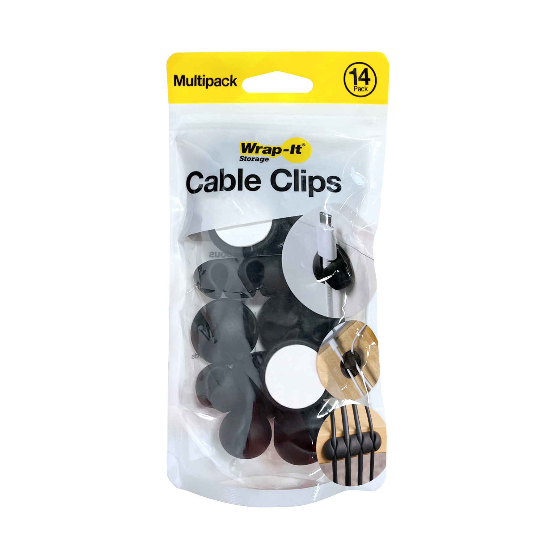 514-CLIPS-BL Cable Clip, Silicone, Black