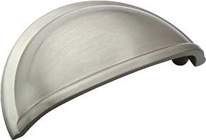 Cup Pulls Series BP53010G10 Cabinet Pull, 3-7/16 in L Handle, 1 in Projection, Zinc, Satin Nickel