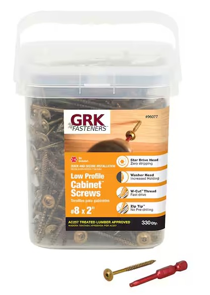 96077 Cabinet Screw, #8 Thread, 2 in L, Washer Head, Star Drive, Steel, 330 PK