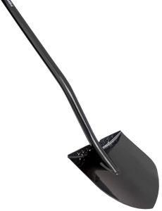 396680-1001 Digging Shovel, 8.63 in W Blade, Steel Blade, Black Blade, Steel Handle, Straight Handle