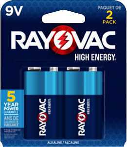 HIGH ENERGY A1064-2T Battery, 9 V Battery, Alkaline, Rechargeable, 2 pk