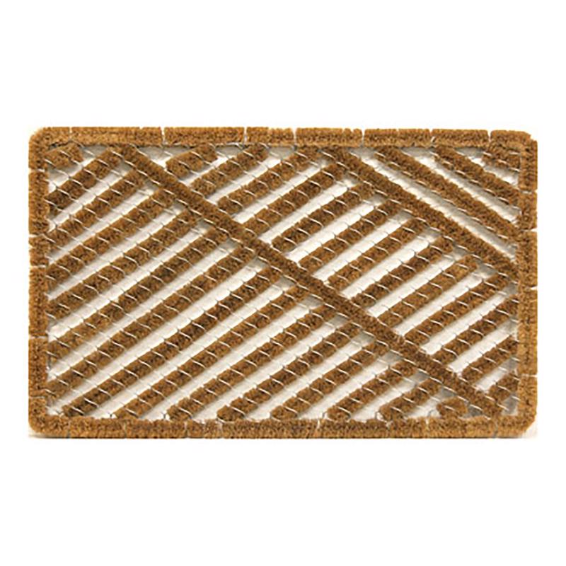 58788 Utility Mat, 30 in L, 18 in W, Wire Brush Pattern, Coco Fiber/Steel Surface, Brown