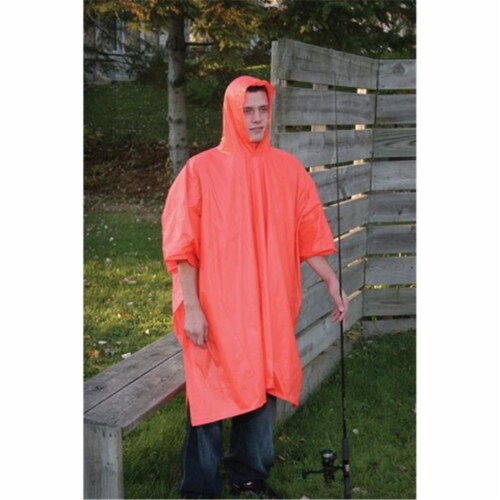 60120-CM Poncho, One-Size, Vinyl, Orange, Hooded Collar