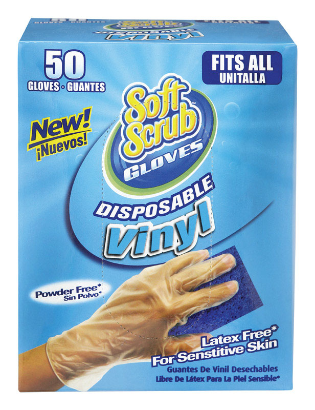 11250-16 Disposable Gloves, One-Size, Clear, Vinyl, Powder-Free, 50/PK