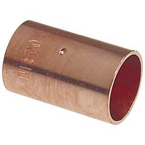 W00720D Pipe Coupling with Stop, 1/2 in, Sweat, Copper