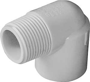 435501 Street Pipe Elbow, 3/4 x 3/4 in, Slip x MPT, 90 deg Angle, PVC, White, SCH 40 Schedule