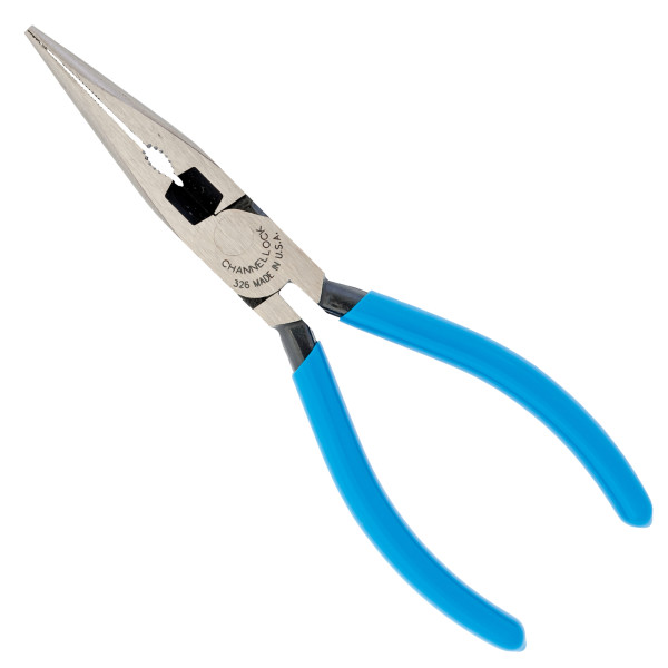 326 Nose Plier, 6.1 in OAL, 1-5/32 in Jaw Opening, Blue Handle, Ergonomic Handle, 3/4 in W Jaw