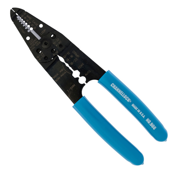 908 Wire Stripper, 22 to 10 AWG Wire, 22 to 10 AWG Cutting Capacity, 8-1/4 in OAL, Gripper Handle