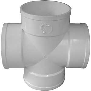 414450BC Sewer Pipe Cross, 4 in, Hub, PVC, White