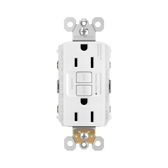 C1507W Duplex Receptacle, White, 2-Pole, 15 A, 125 V, Push-in, Side Wiring, NEMA: 5-15R