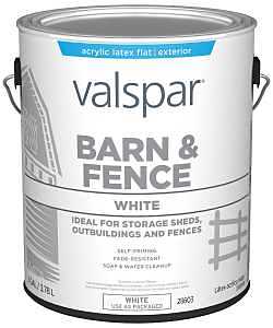 018.3121-70.007 Barn & Fence Paint, White, Flat, 1 gal, 400 sq-ft/gal Coverage Area