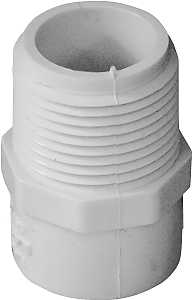 435615 Reducing Pipe Adapter, 1/2 x 3/4 in, Slip x MPT, PVC, White, SCH 40 Schedule, 480 psi Pressure