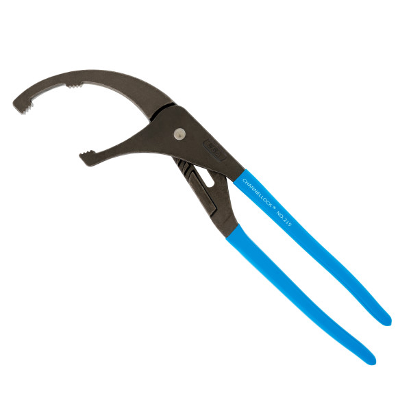 215 Oil Filter Plier, 15-1/2 in OAL, 5-1/2 in Jaw Opening, Blue Handle, Comfort-Grip Handle, 3-1/2 in L Jaw