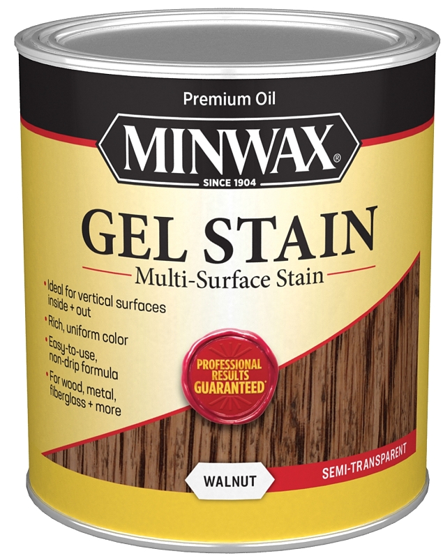 66060000 Gel Stain, Solvent Base, Walnut, Liquid, 1 qt, Semi-Transparent