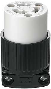 Wiring Devices 4729 Twist Lock Connector, 2 -Pole, 15 A, 125 V, NEMA: NEMA L5-15, Black/White