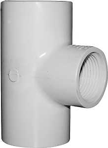 435871 Pipe Tee, 1-1/4 x 1 in, Socket x Socket x FPT, PVC, White, SCH 40 Schedule, 150 psi Pressure