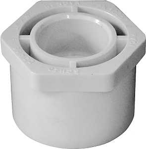 435654 Reducing Bushing, 1-1/2 x 3/4 in, Spigot x Socket, PVC, White, SCH 40 Schedule, 150 psi Pressure
