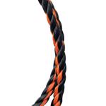5031235 Rope, 50 ft L, 3/8 in, 244 lb Working Load, Polypropylene, Black/Orange