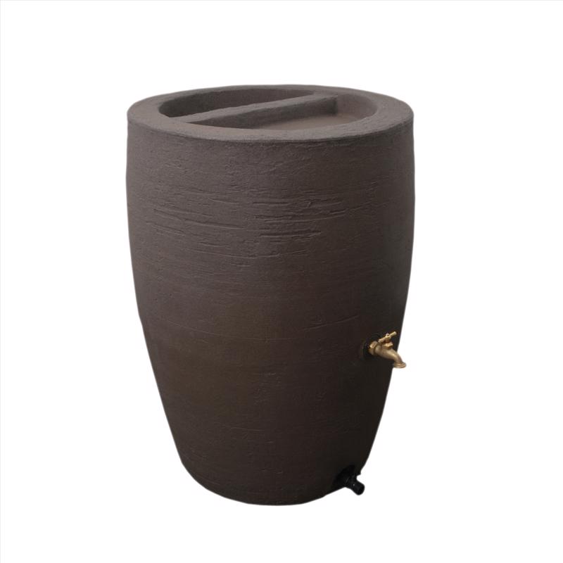 86312 Rain Barrel, 50 gal Capacity, Plastic, Brownstone