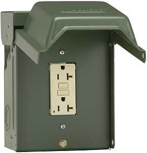 U010010GRP Outdoor Power Outlet, 120 V, 20 A, NEMA: NEMA 3R, Green