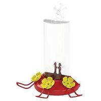217 Bird Feeder, Window-Mount, 8 oz, 3-Port/Perch, Nectar, Acrylic/Plastic, Clear/Red, 8.4 in H, 3.52 in L, 5.46 in W