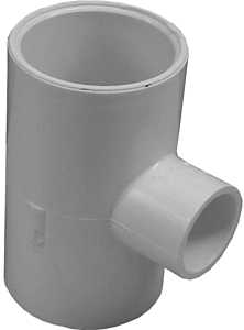 435797 Reducing Pipe Tee, 1-1/4 x 1-1/4 x 1/2 in, Slip x Slip x Slip, PVC, White, SCH 40 Schedule, 370 psi Pressure
