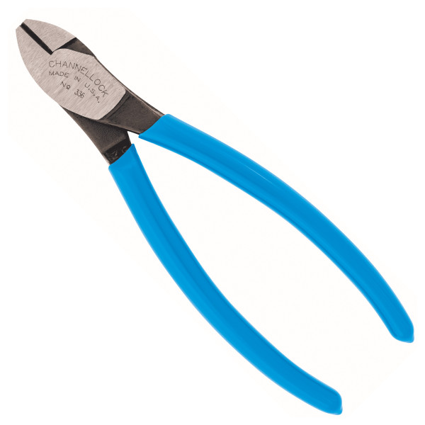 336 Curved Diagonal Lap Joint Cutting Plier, 6.01 in OAL, Blue Handle, Dipped Handle, 3/4 in W Jaw, 9/16 in L Jaw